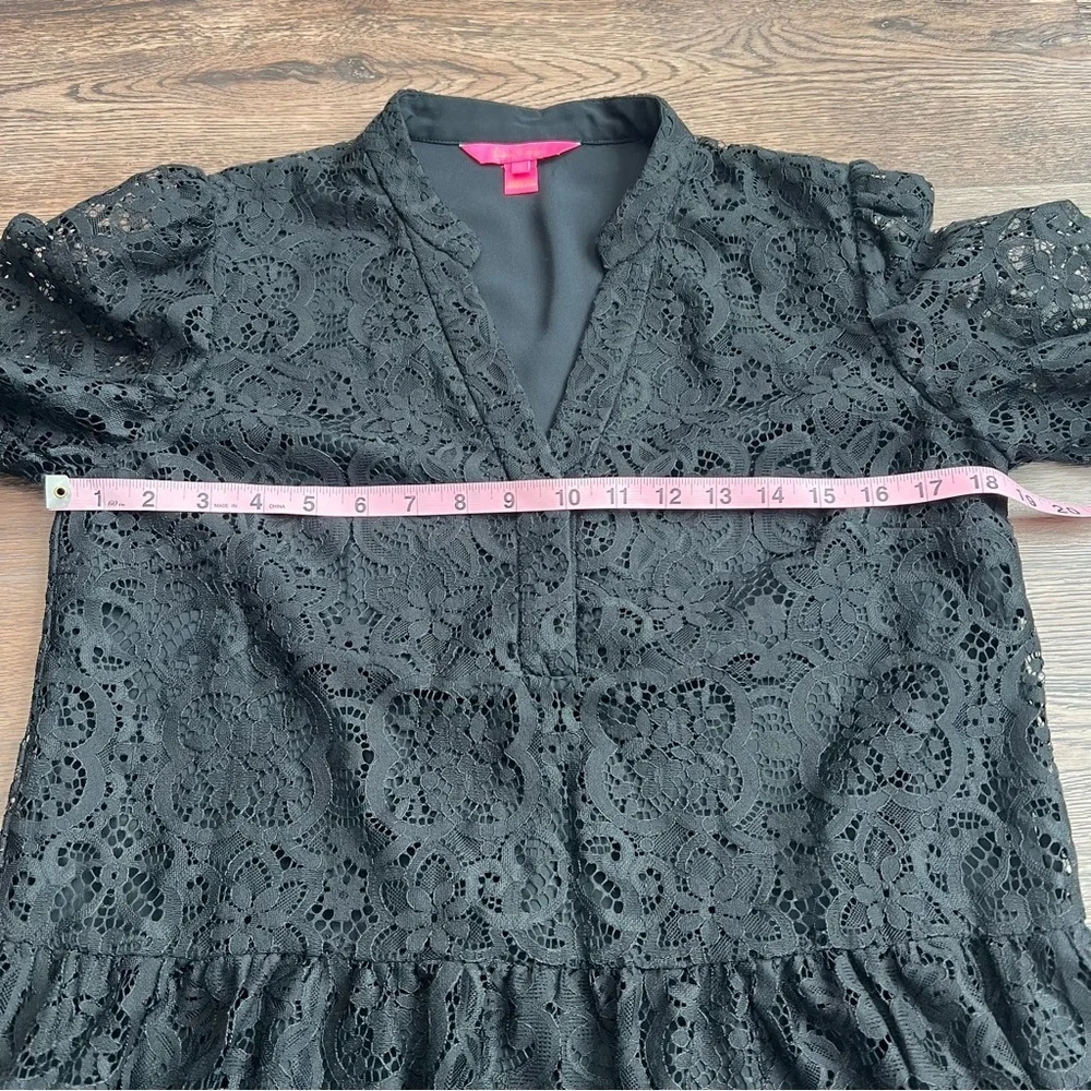 Lilly Pulitzer Jacelynne Black Lace Peplum Top Size Small Long Sleeve Blouse - Picture 10 of 11